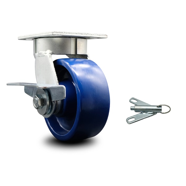 5 Inch Kingpinless Solid Poly Wheel Swivel Caster with Brake and Swivel Lock SCC